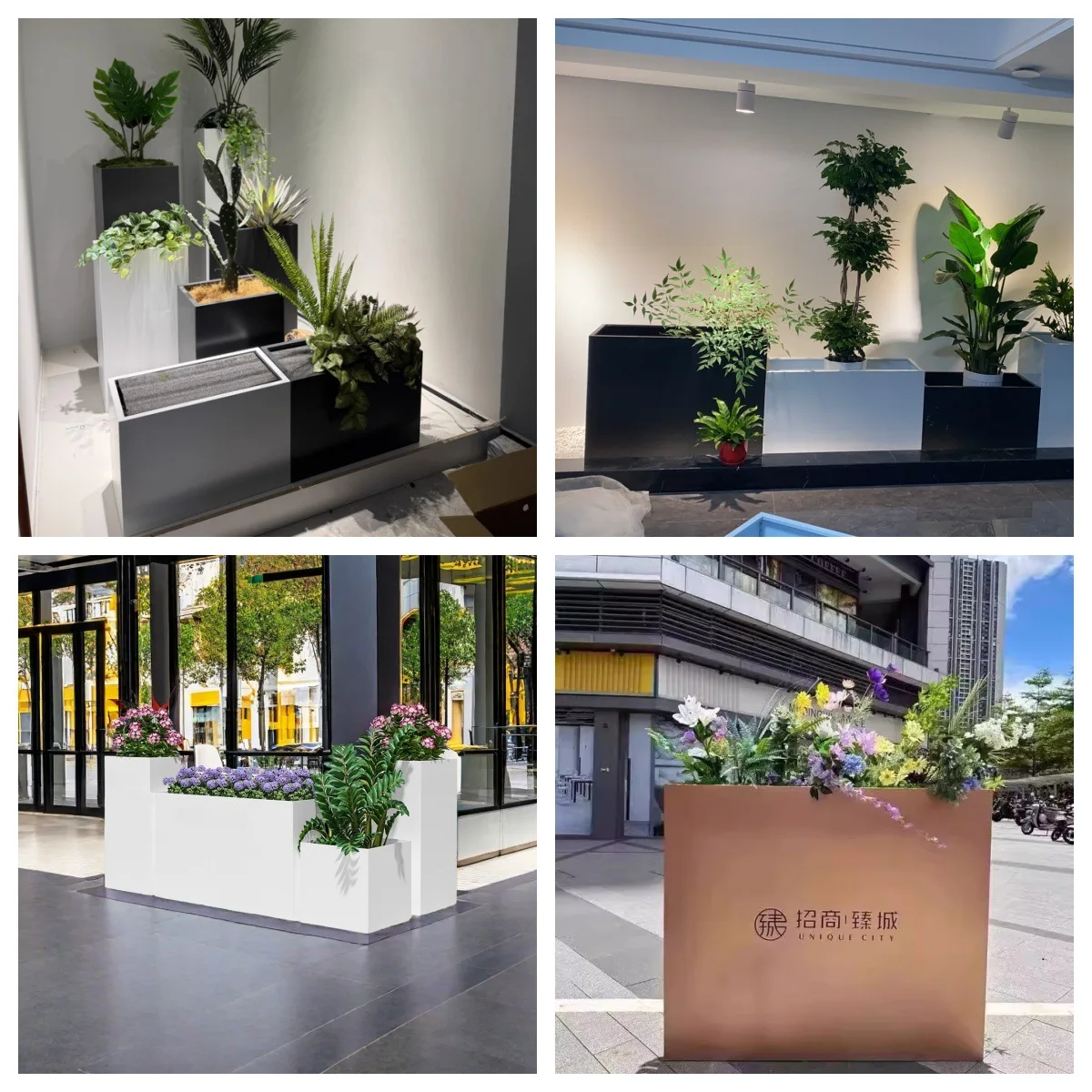 Outdoor stainless steel flower box Oval Park Commercial Street Plaza Hotel Milk Tea Shop Sales Department Outside the planting