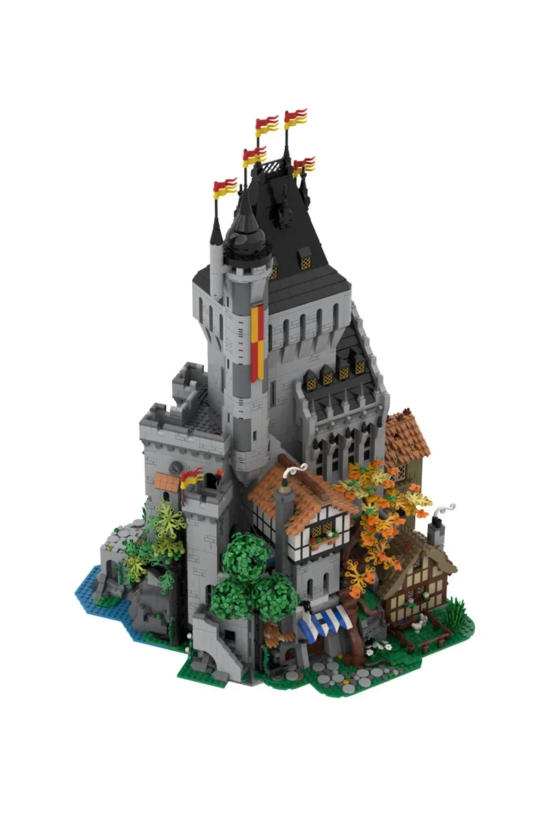 Gobricks MOC Medievale The Lion Knights High Tower Building Blocks Modello Castello Medievale Architettura Mattoni Assemblaggio Giocattoli Regali