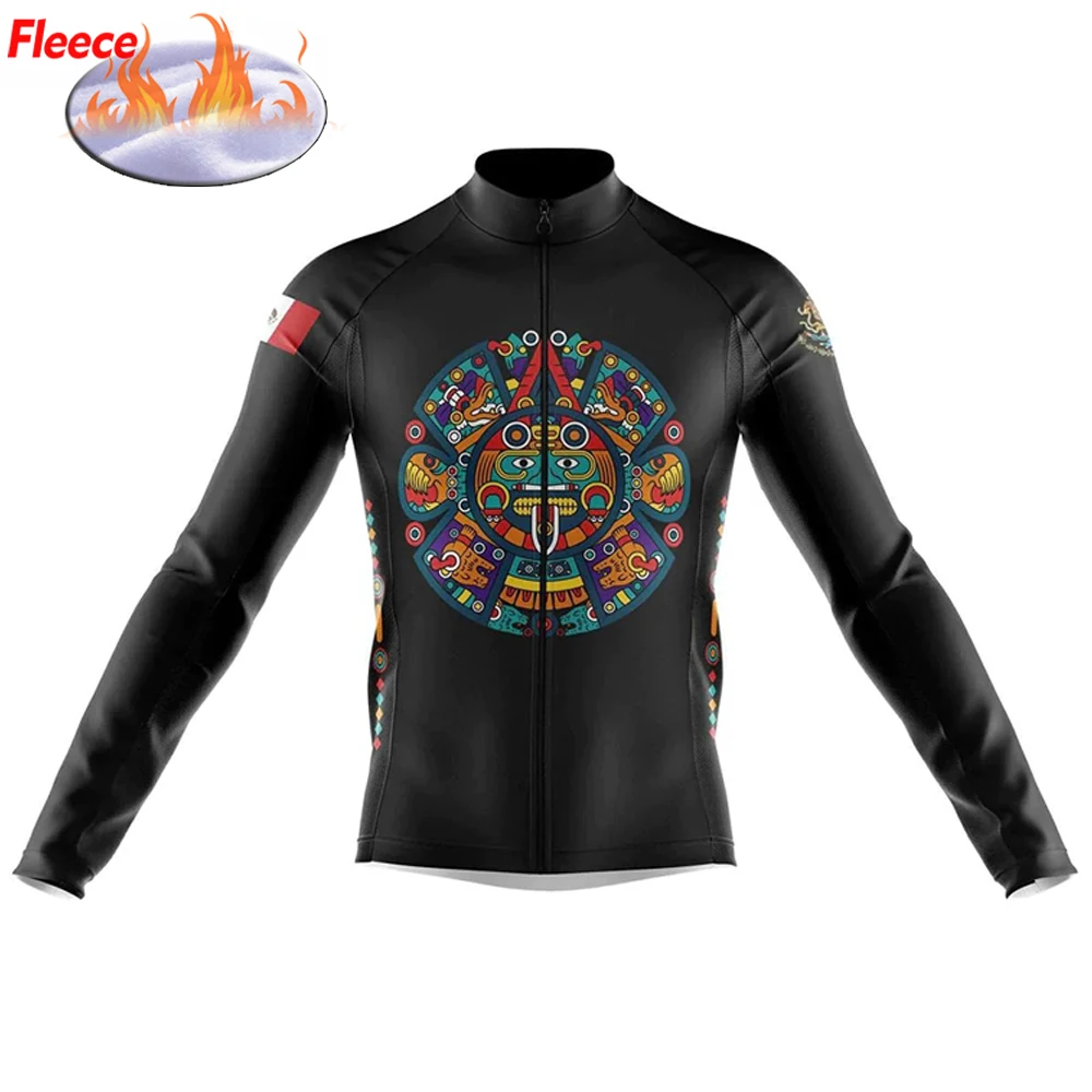 NEW Mexico Team Colorful Winter Thermal Long Sleeve Cycling Jersey Green Bike & Thin Bicycle Clothing Wear