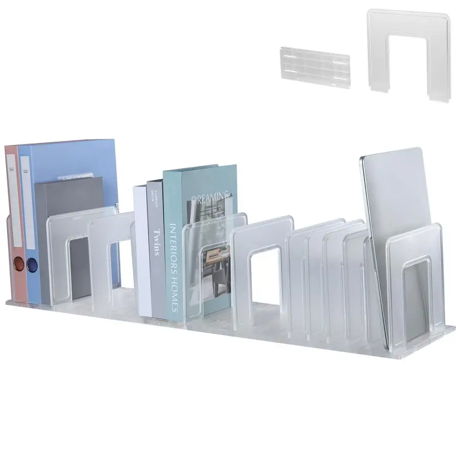 

Frosted Adjustable Vertical File Sorter Sturdy Plastic Expandable Upright File Holder, Desktop Binder Organizer, School Office B
