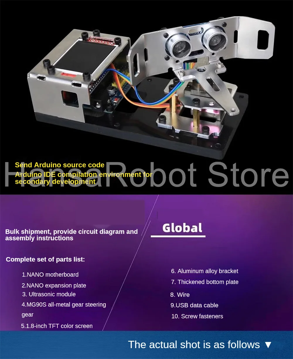 Rilevatore Radar ad ultrasuoni compatibile con Arduino con Metal Gear Servos TFT Screen Maker Kit di apprendimento del programma delle scuole