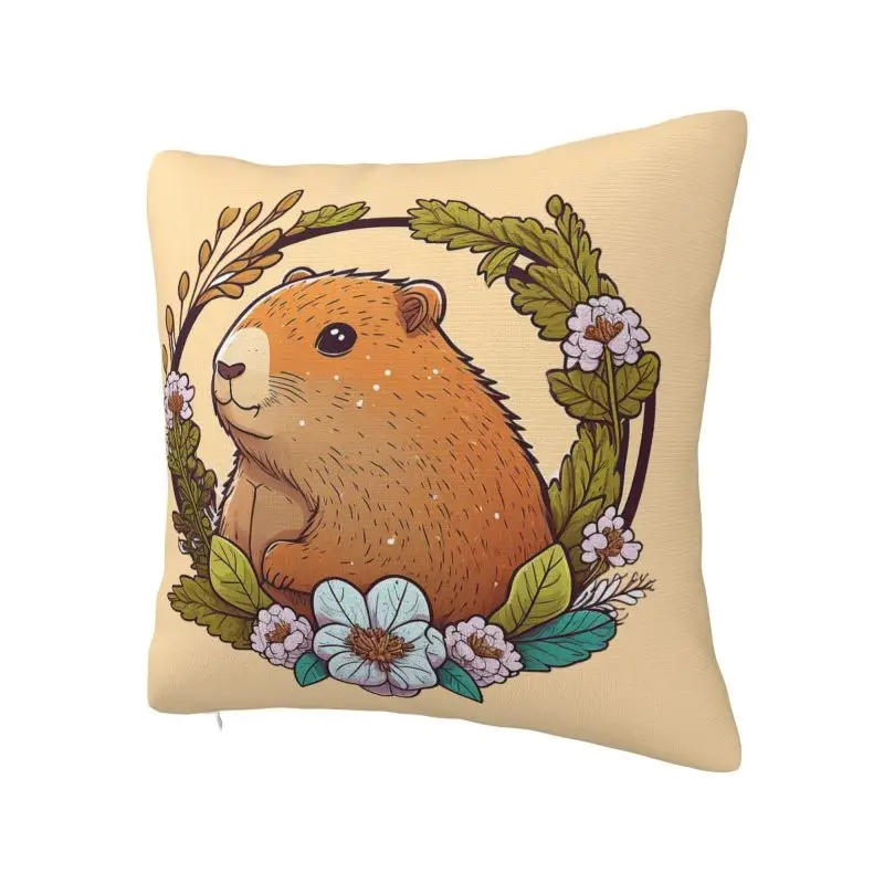 Animal Giant Cavy Capybara Cushion Cover 55*55 cm Polyester Throw Pillow Case Living Room Decoration Bedding Sofa Pillowslip