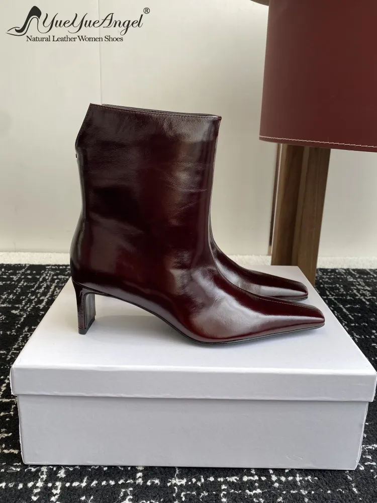 

Элегантные женские ботильоны из натуральной кожи во французском стиле на молнии на высоком тонком каблуке из овчины, женская обувь с высоким берцем и квадратным носком