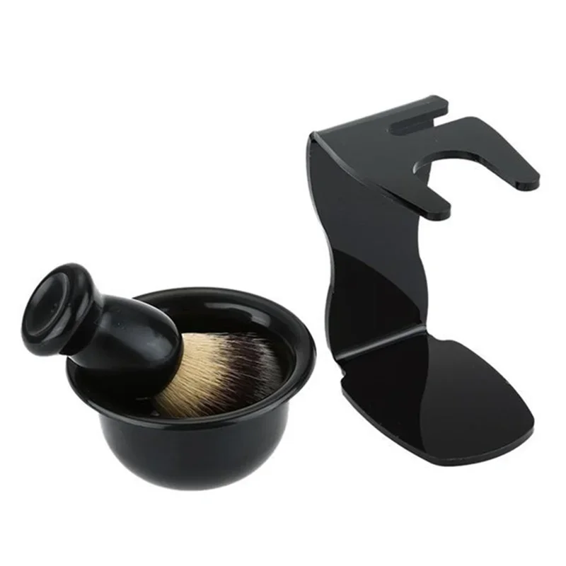 Beard Shaving Brush Comes with Bracket Soap Mug Soft Bristles Hair Salon Barber Soap Foam Shave Men Facial Cleaning Tools