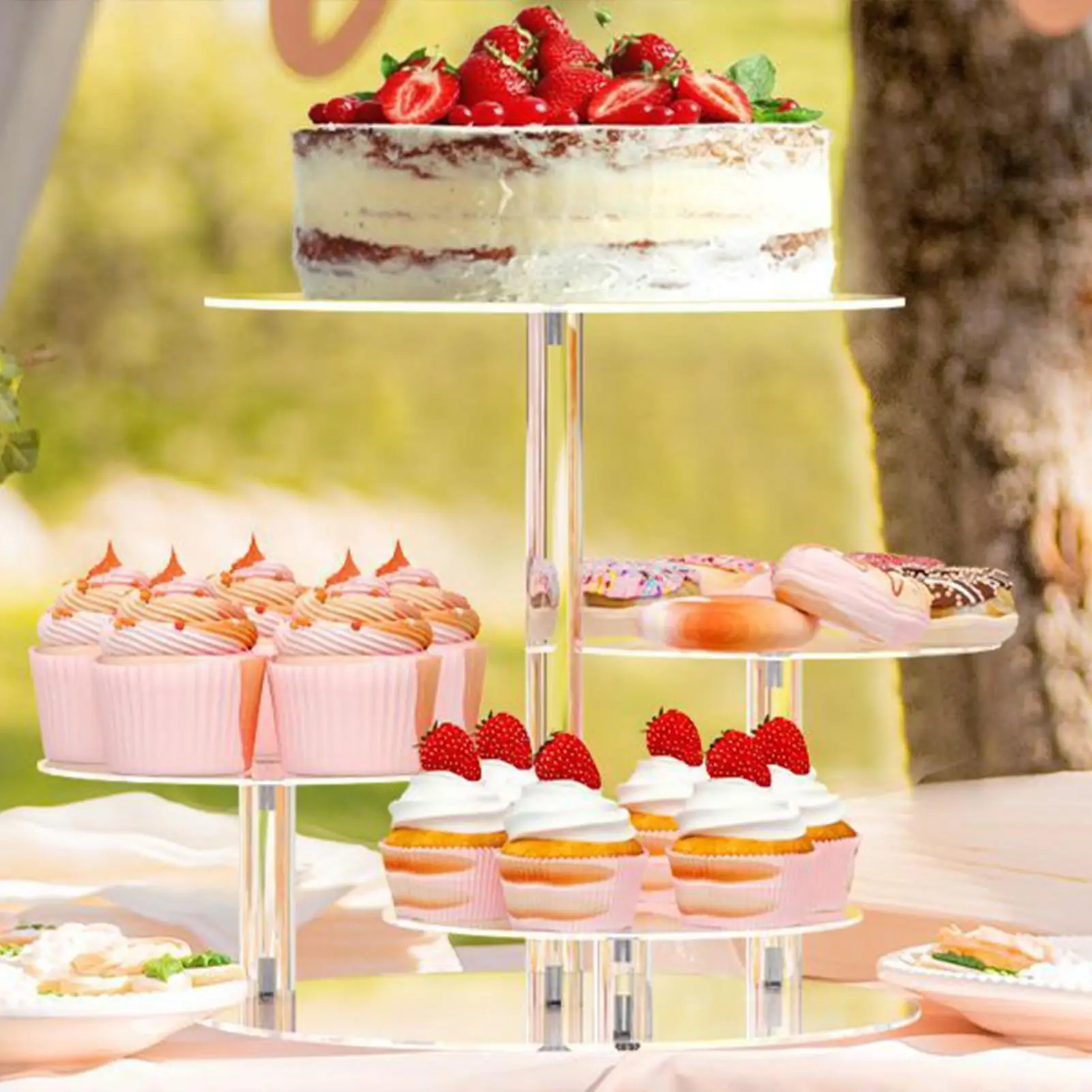 

Cupcake Stand Acrylic 4-Tier Round Serving Cup Cake Stand Dessert Display for Cookie Snack Food Pastry Candy Wedding Birthday
