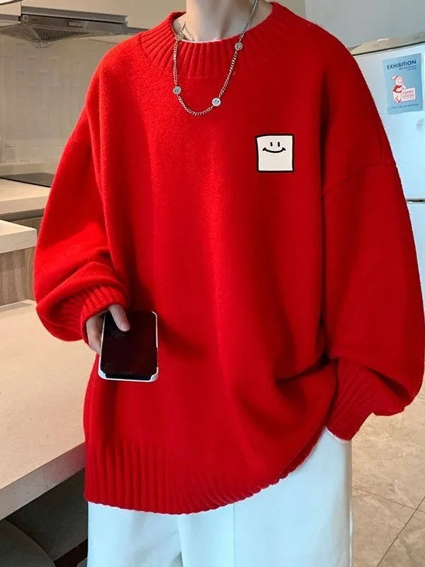 

plus Size Men's round Ne Sweater Casual Loose Fit Korean Sle Winter Outerwear Comfortable Breathable American Casual