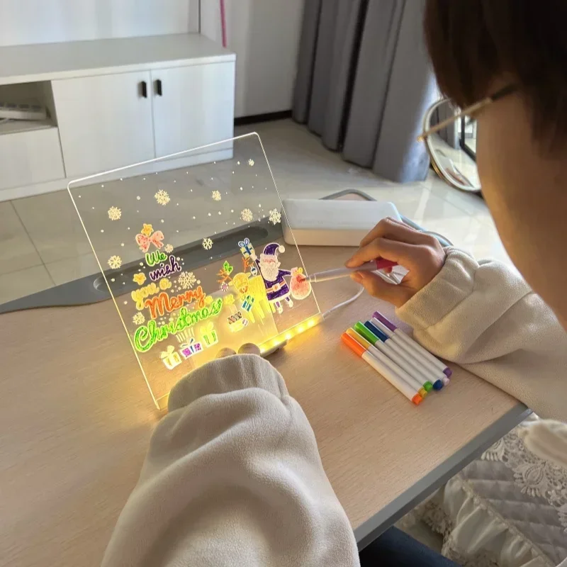 Luminous Puzzle Board for Christmas, LED Fluorescent Acrylic Surface, Warm Night Light Ambiance