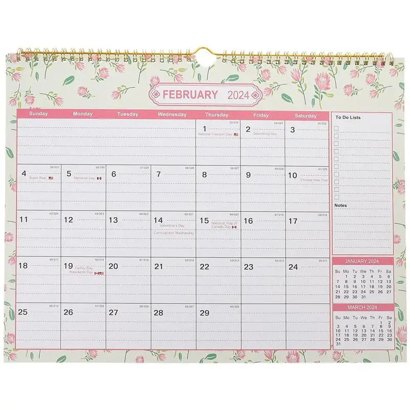 

2024 Wall Calendar Family Calendars Countdown Appointment Hanging Sturdy Large 2025 Monthly Small