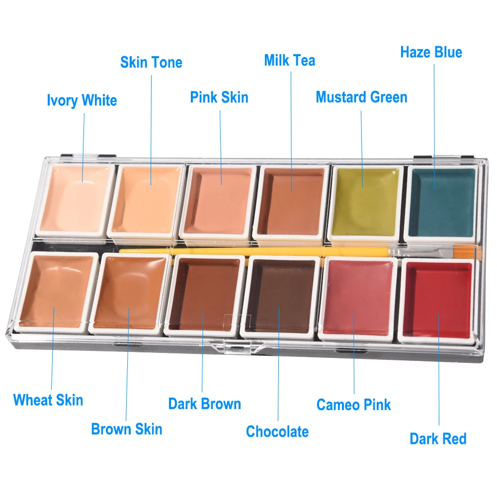 OPHIR Special Effect Makeup Paint Set Alcohol Activated Makeup Palette for Special Effects Artist Halloween Cosplay Makeup RT015