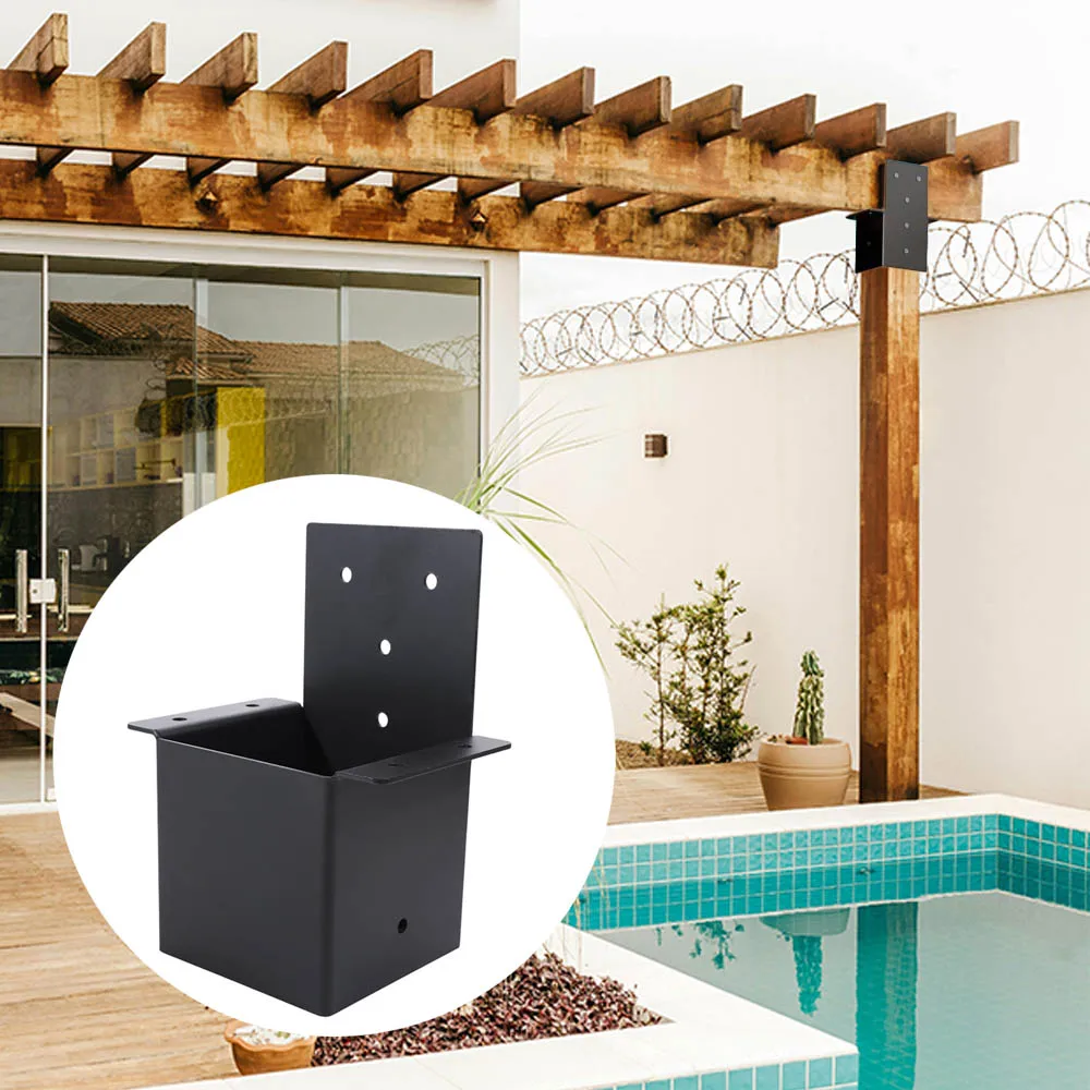 Durable Black Pergola Bracket Wall Mounted Metal Deck Railing Connector Durable Heavy Duty Fashionable Metal Bracket Outdoor