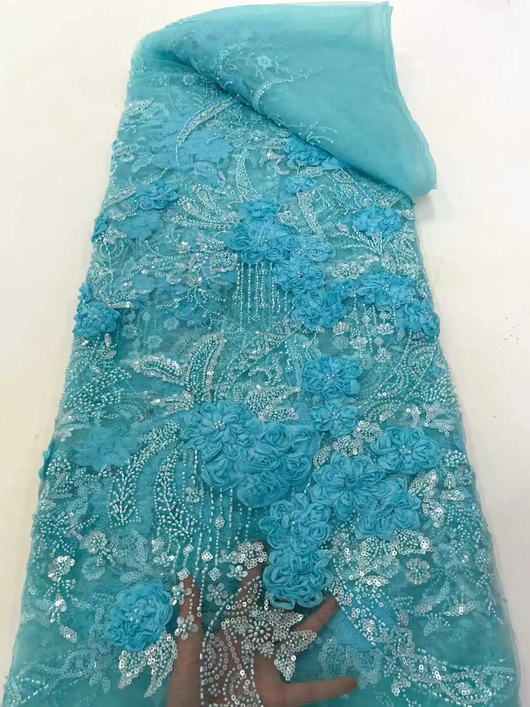 الأبيض مطرز أقمشة الدانتيل جودة عالية المطرزة الدانتيل 2024 الأبيض بيردال الدانتيل ثلاثية الأبعاد زهرة الدانتيل النسيج لفستان الزفاف