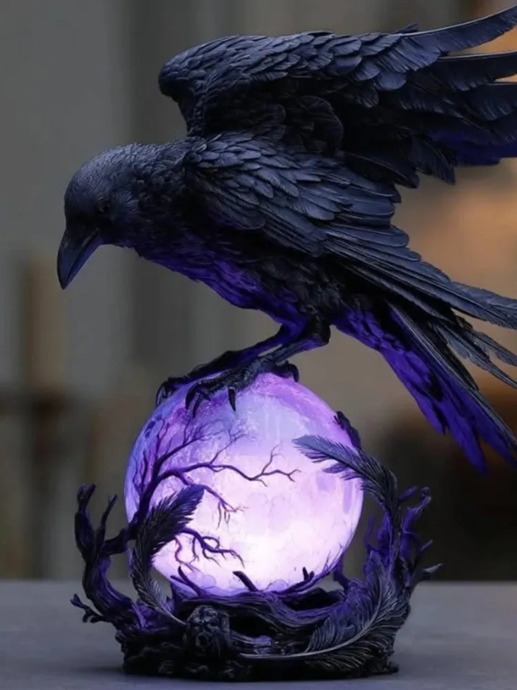 Gothic Raven Moonlight Black Crow Tafellamp Gloeiend Nachtlampje Voor Party Middelpunt Home Decor Cadeau Voor Haar