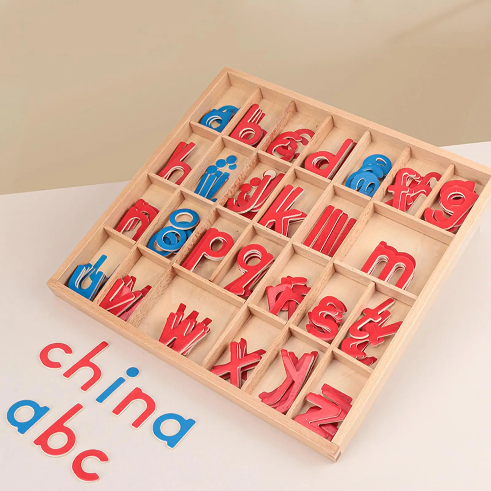 Wooden Language Educational Toys Small Moveable Alphabet for Girls Birthday