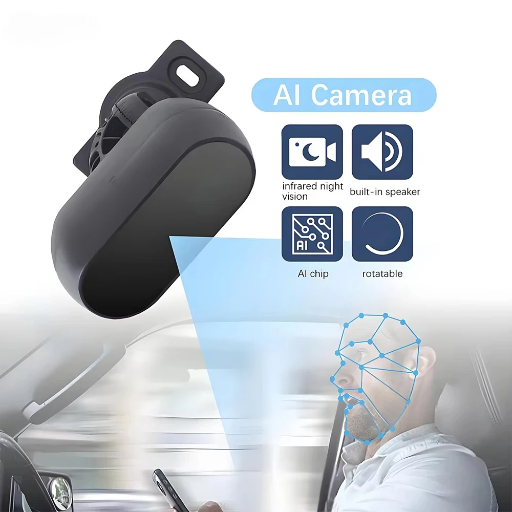 Plug and Play AI Truck Taxi Cab car Mounted DMS Camera Sleepy Reminder 720P/1080P HD Wide-Angle 120-170° Driver Safety System