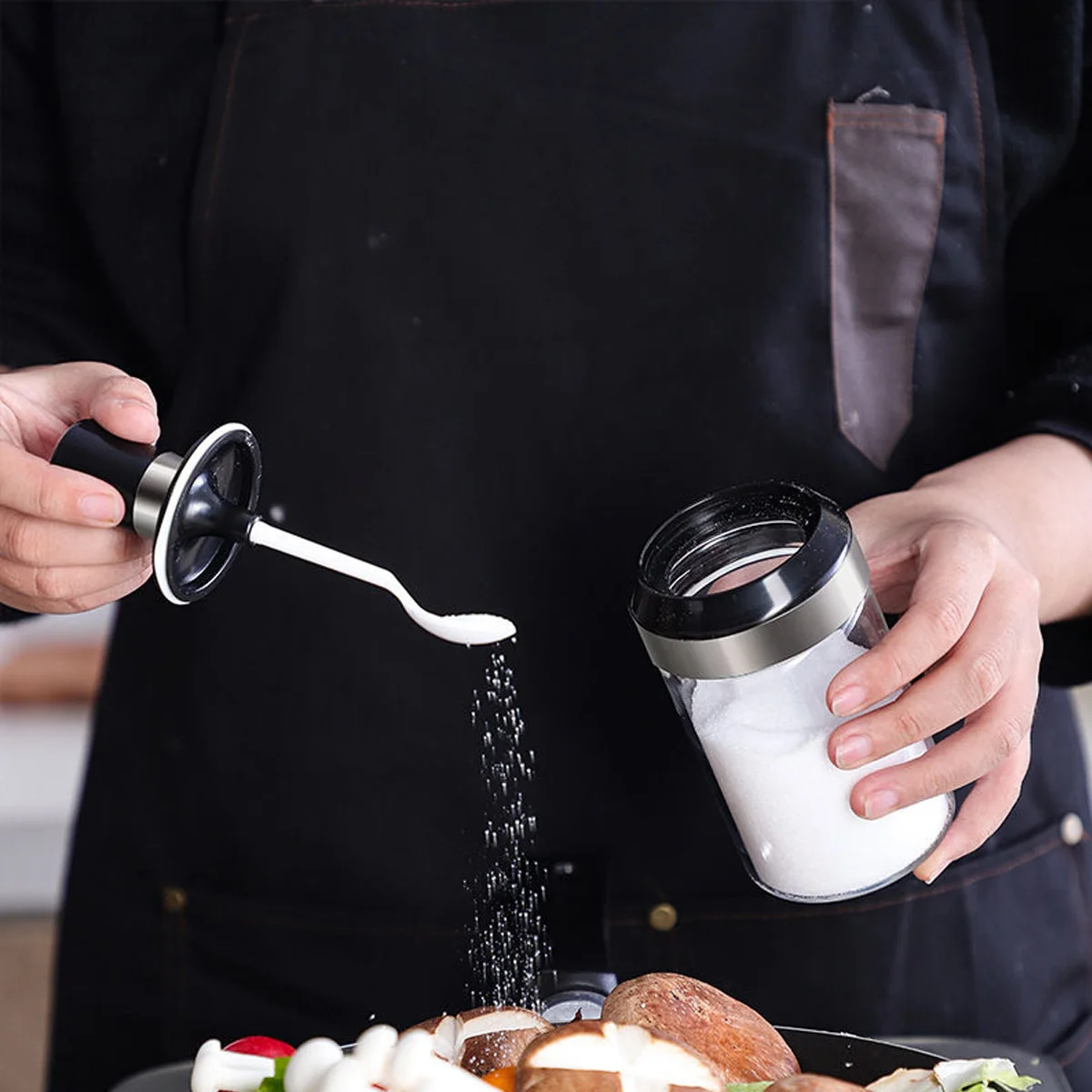 

2Pcs Glass Seasoning Bottles Sealed Oil Pot Container Kitchen Bbq Sauce Jar with Spoon Safe Use Seasoning Glass Bottles