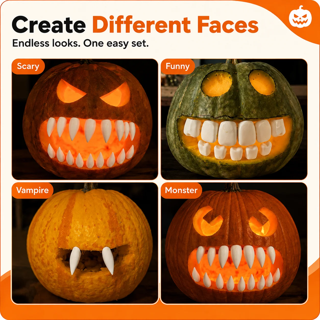 3D Printed Pumpkin Teeth Inser - 3D Printing Dental ulasan dan harga