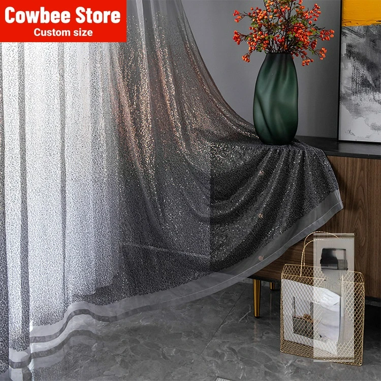 

2023 New Middle East Sequin Gradient Curtains Bedroom Living Room Blackout Gauze Curtains Prom Sequin Curtains European Luxury