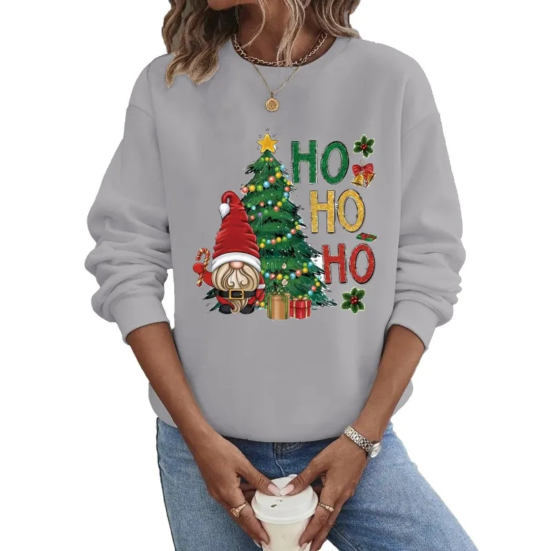 Crew-neck Hoodie Europe and The United States Christmas Long-sleeved Hot Casual Christmas Tree Printing Clothes  Sweatshirt