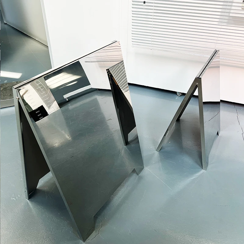 90X60CM mirror stainless steel folding double-sided floor standing A-board advertising customization