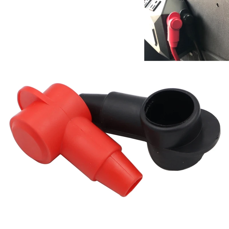2Pcs Car Battery Terminal Boots Insulating Covers PVC Cable Lug Protector Cap Marine Rubber Battery Stud Protector Replacement