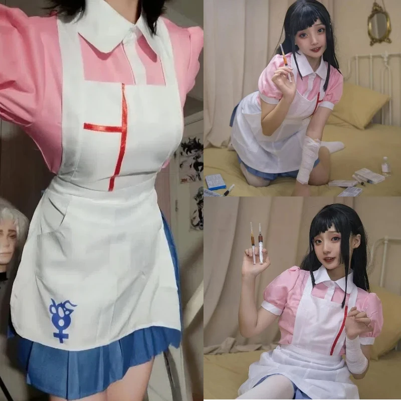 لعبة ميكان تسوميكي أزياء تنكرية وردية اللون للخادمة معاطف للأطباء والممرضات كوس زي لعب الأدوار مجموعة كاملة للنساء لحفلات الهالوين #1