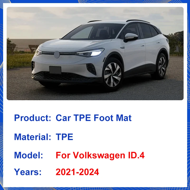 

For Volkswagen VW ID.4 2023 ID.5 GTX Pro 2021~2024 TPE 5seats Foot Mat Car LHD Leather Panel Liner Carpets Custom Accessories