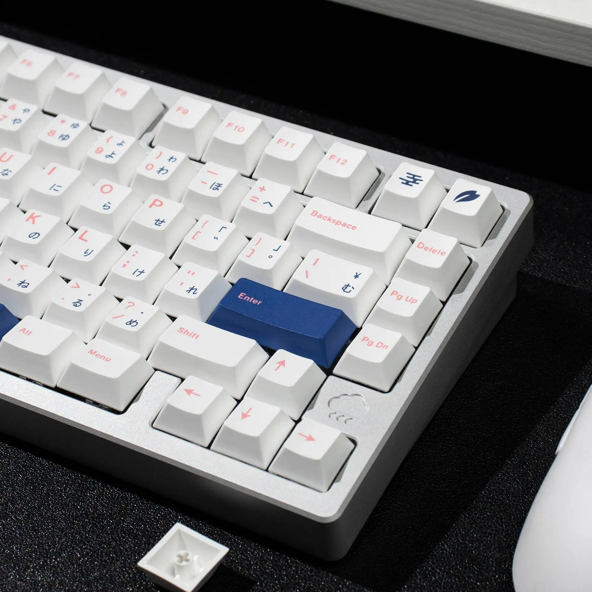 Minimalist White Blue Japanese PBT Keycaps Cherry Profile Dye-Sublimated Keycap Set for Mx Cherry Switch Mechanical Keyboard Kit - view 3