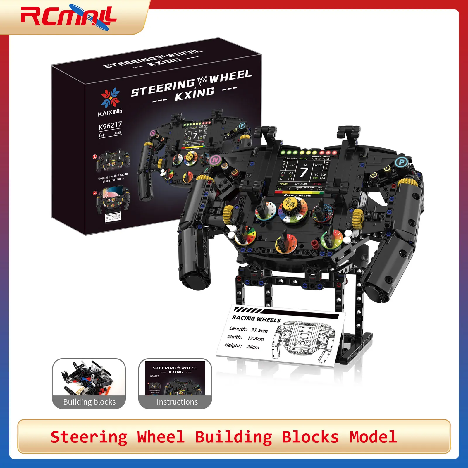 

Steering Wheel Building Blocks Model Simulation Racing Wheels Mobile Phone Holder Kid Assembly Toy Creative Birthday Gift 833PCS