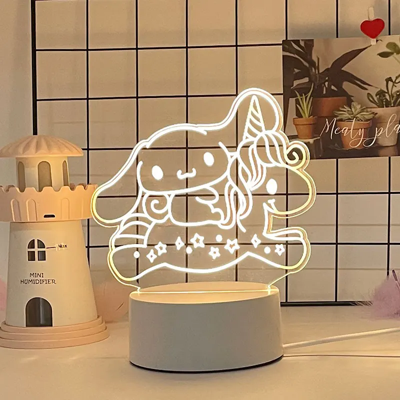 Sanrio Hello Kitty Kuromi My Melody Cinnamorroll 3D Creative Cartoon Bedside LED Lamp Activity Customized Table Lamp Lighting