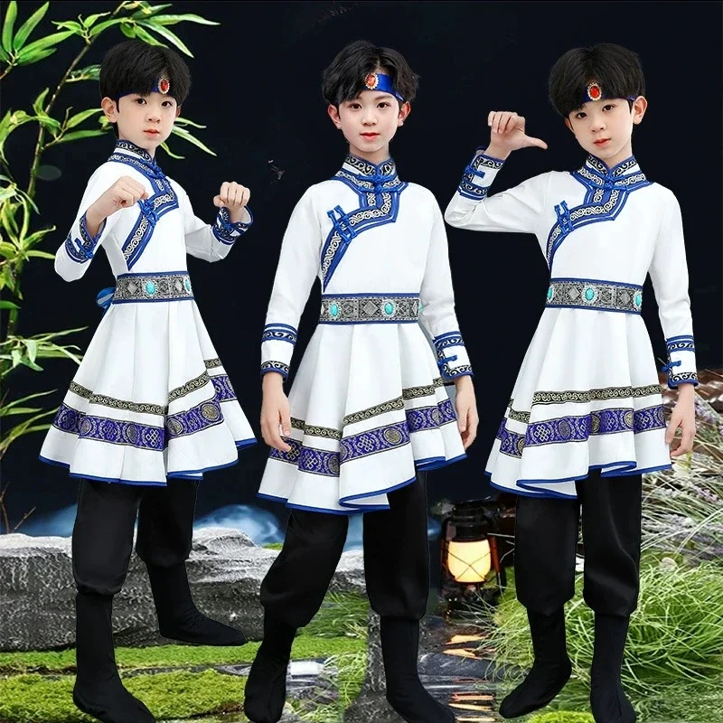 2025 Children's Mongolian dance performance costumes for male and female ethnic minority exam performance costumes