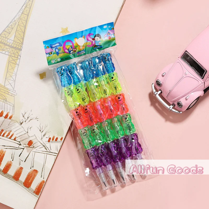 5Pcs Kawaii Cute Little Bear Pencil Non-sharpening Replaceable Cute Pencils Pen Cap Students Writing Pen Stationery Pencil