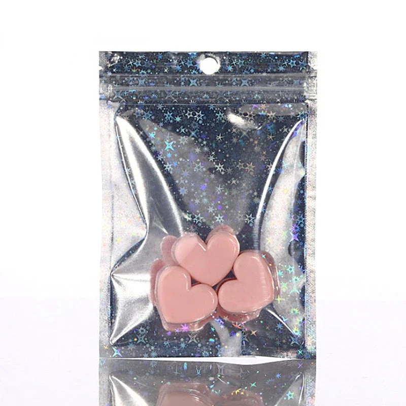 Clear Front Star LaserZip Lock Flat Hanging Bag Eye-Shadow Nail Beauty Cosmetic Jewelry Bracelets Panties GiftsPackaging Pouches