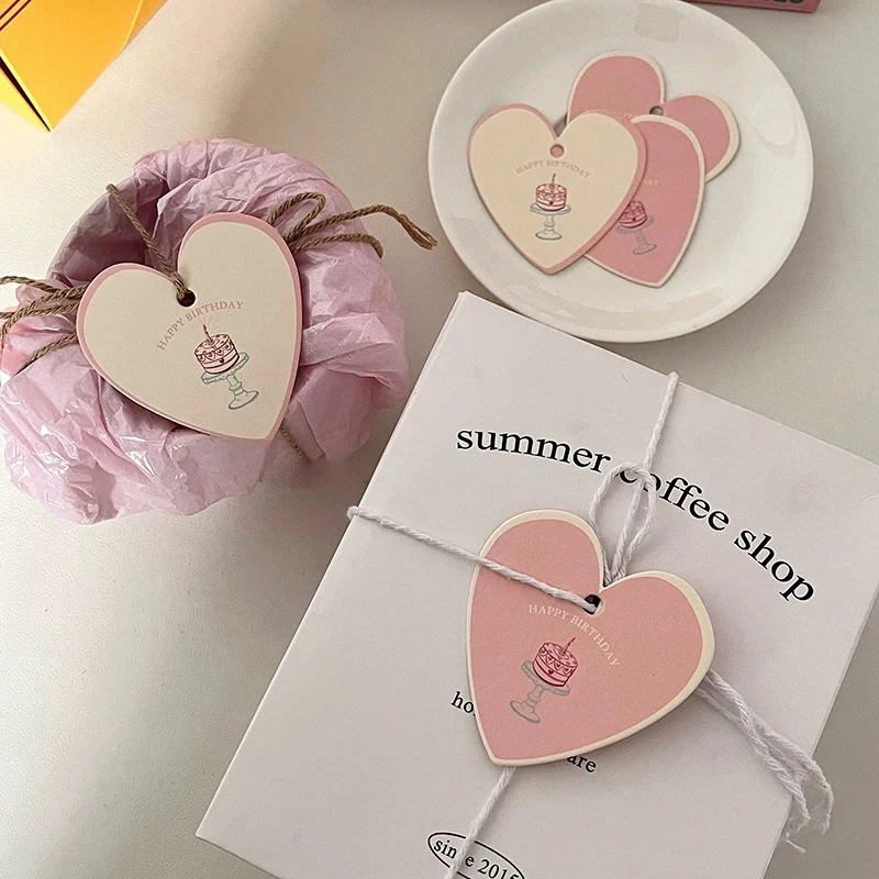 Custom Heart Tag Wedding Gift Thank You Card Logo Text Name Print Packaging For Small Business Decoration Handmade Label DIY
