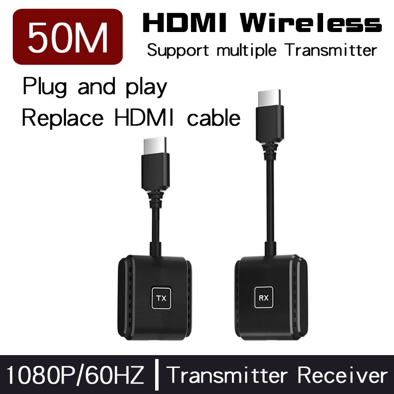 

50M HDMI wireless Transmitter Receiver 1080P 60Hz High definition video transmission Computer screen to TVMultiple Transmitter