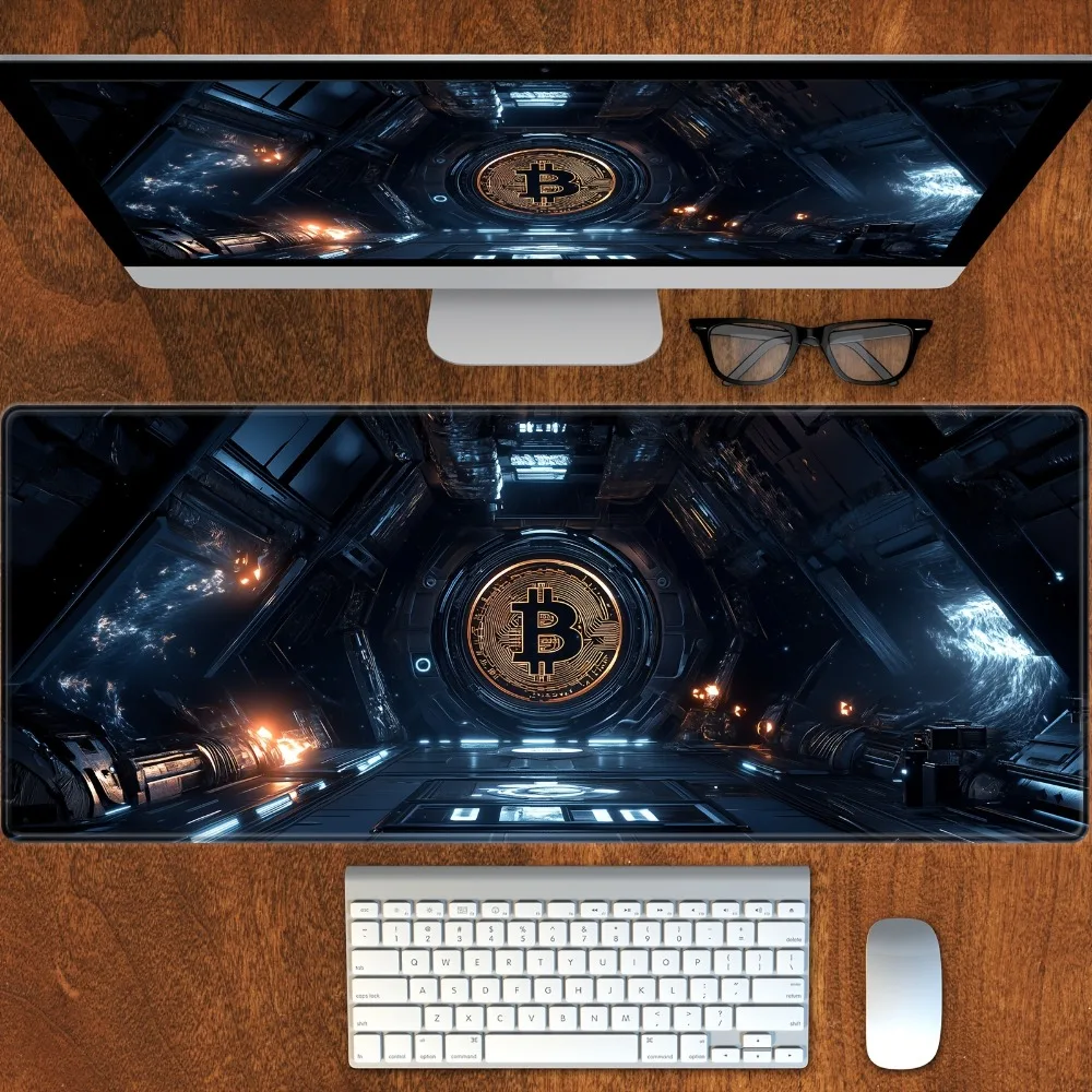 CIFBUY Large Mouse Pad Anti Slip Rubber Desk Mat Durable Gaming Office Table Mat Extended Computer Pad Bitcoin Pattern