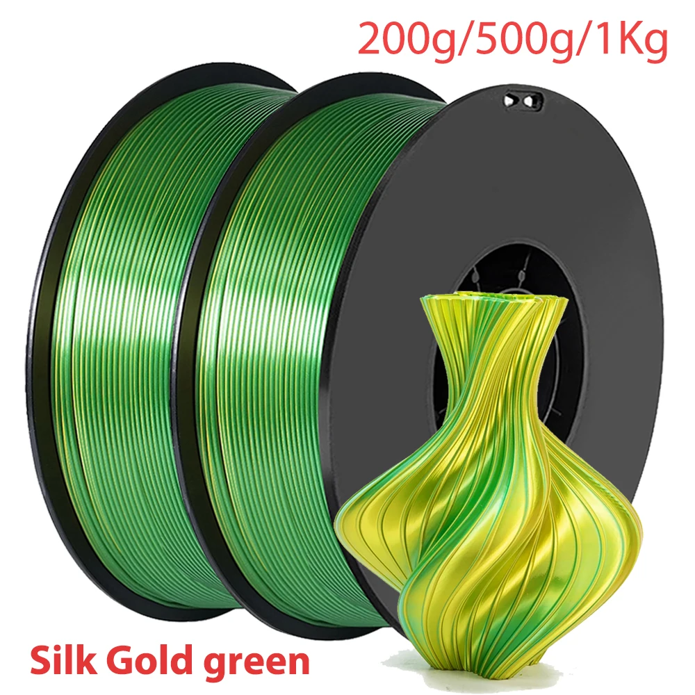 

200g 500g 1Kg Two Color PLA Silk Gold green 3D Printer Filament 1.75mm Dual Color silk green glod 3D Printing Material