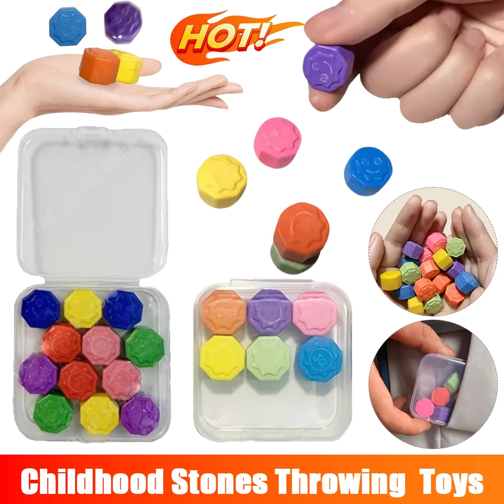 6/12PCS Rock Throwing Game For Kids Toy Childhood Memories Games Childhood Pick Up Stone Toy Funny Gift For Children Party Favor