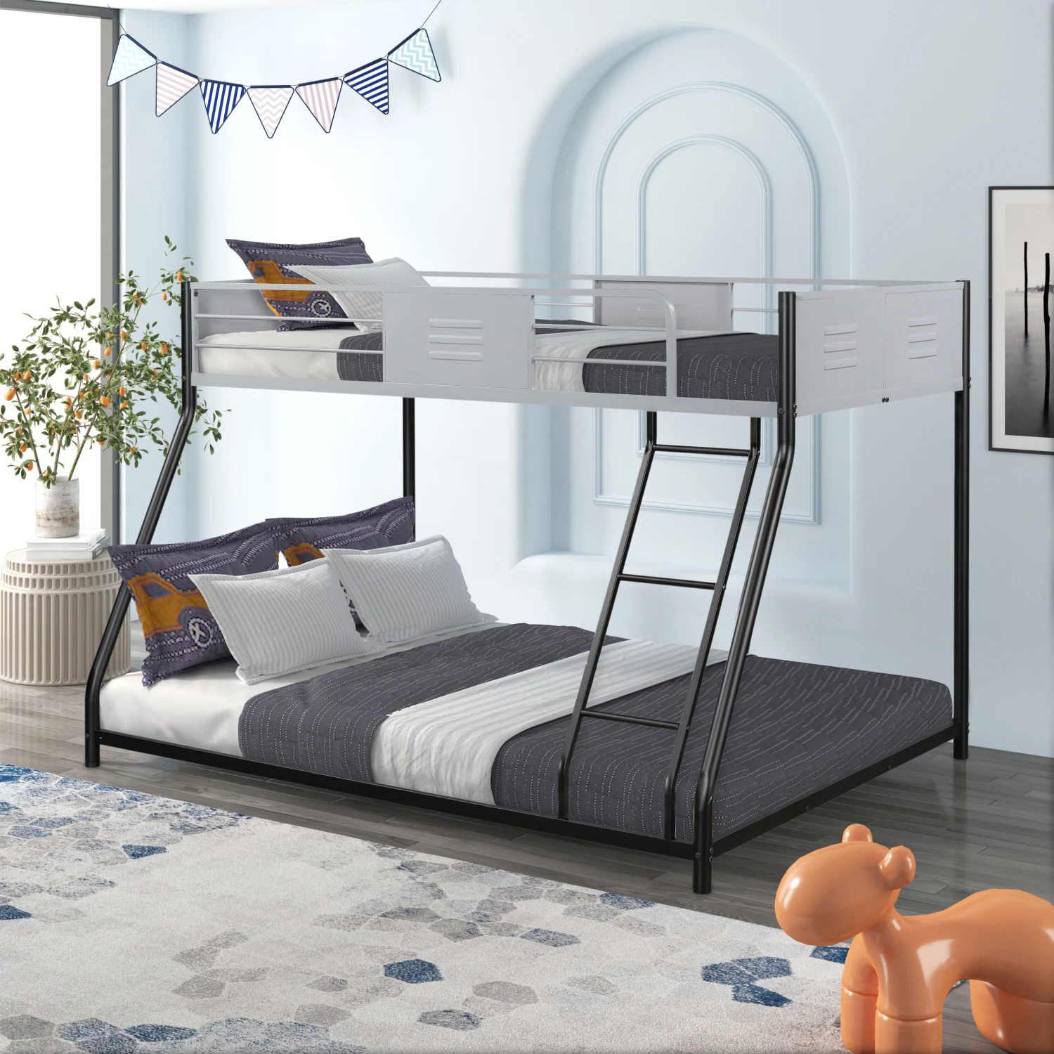 

Metal Twin over Full Bunk Bed/ Sturdy & Quiet/ Safety Guardrail/ CPC Certified