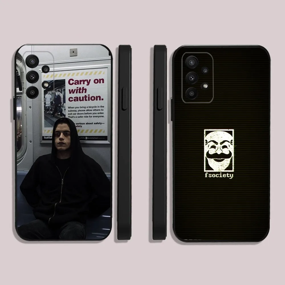 Mr R-Robot Fsociety  Phone Case For Samsung S24,23,22,30,21,10,9,Ultra,Plus,Lite,FE,5G Black Soft Case