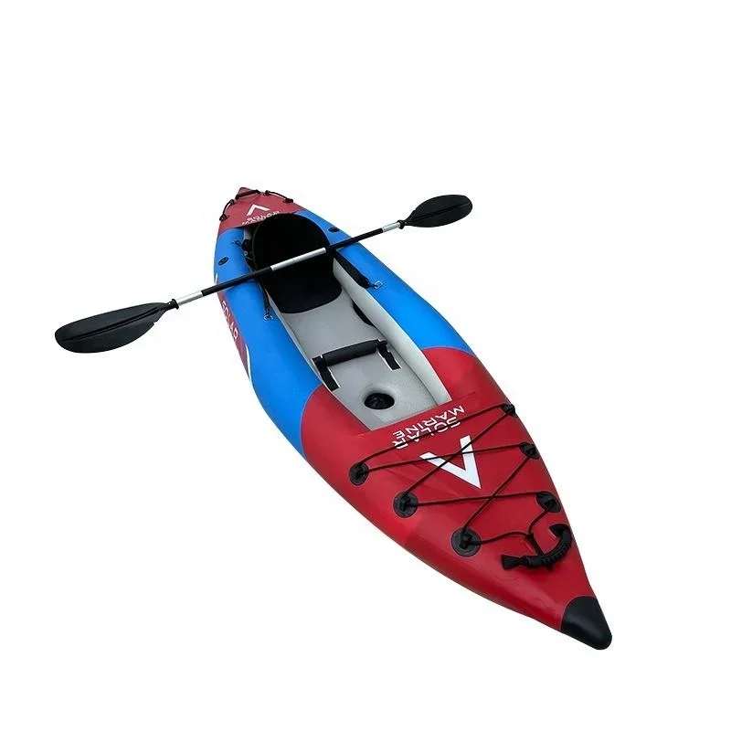 Inflatable White-Water Kayak One Person Fishing Boat with High Pressure Floor and EVA Padded Seats