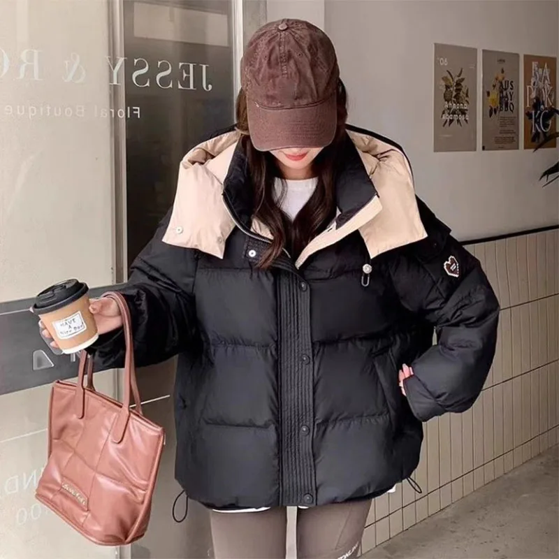 Women's Winter Cold Warm Coffon Coat Korean Fashion Hooded Thick Thermal Parkas Female All-Match Loose Cotton Padded Jacket