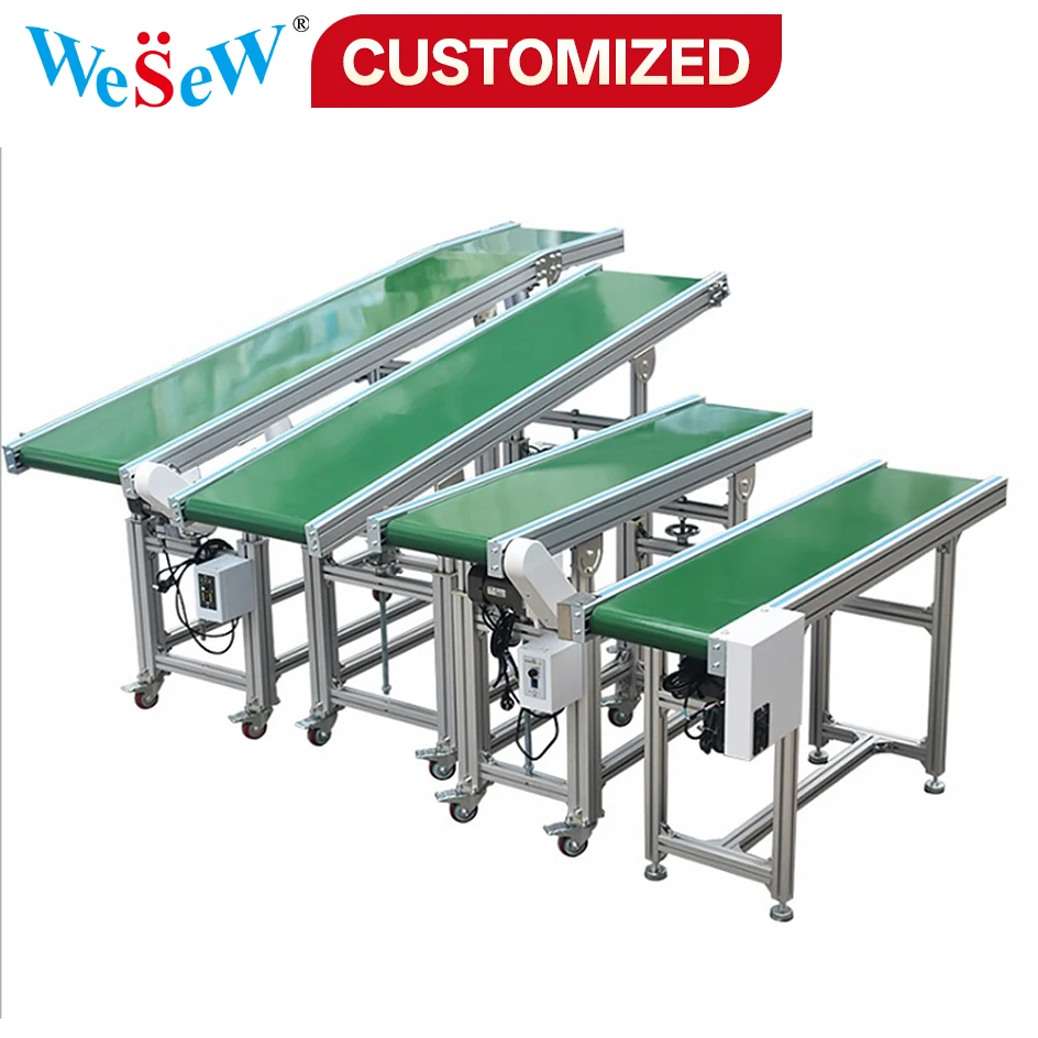 

Customized folding conveyor belt for small green belt conveyor green Pvc belt loading unloading assembly and packaging line