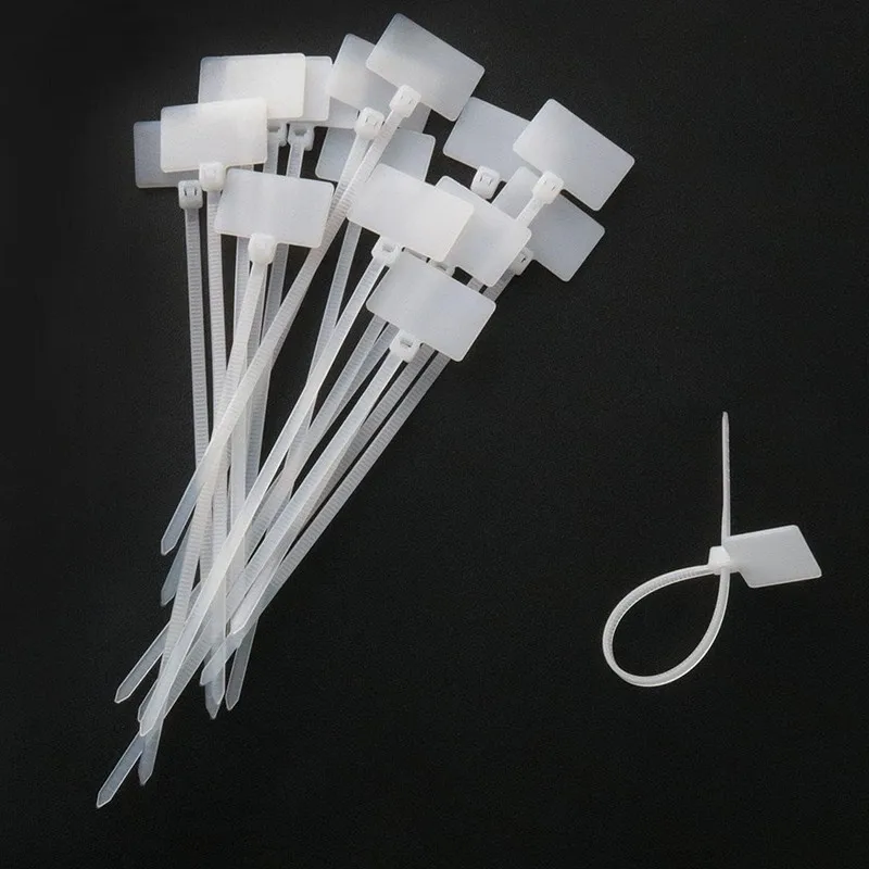 1000 pcs/lot 2.5*100mm Nylon Cable Zip Ties Nylon Cable Tie with label Plastic Zip Ties with markers Cable Tag for computer wire