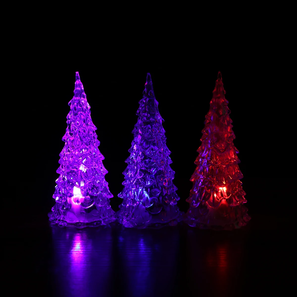 

12 pcs Crystal LED Tree Christmas Tabletop Christmas Tree Colorful Light Changing Festive Tabletop Decor Night Acrylic Long Life