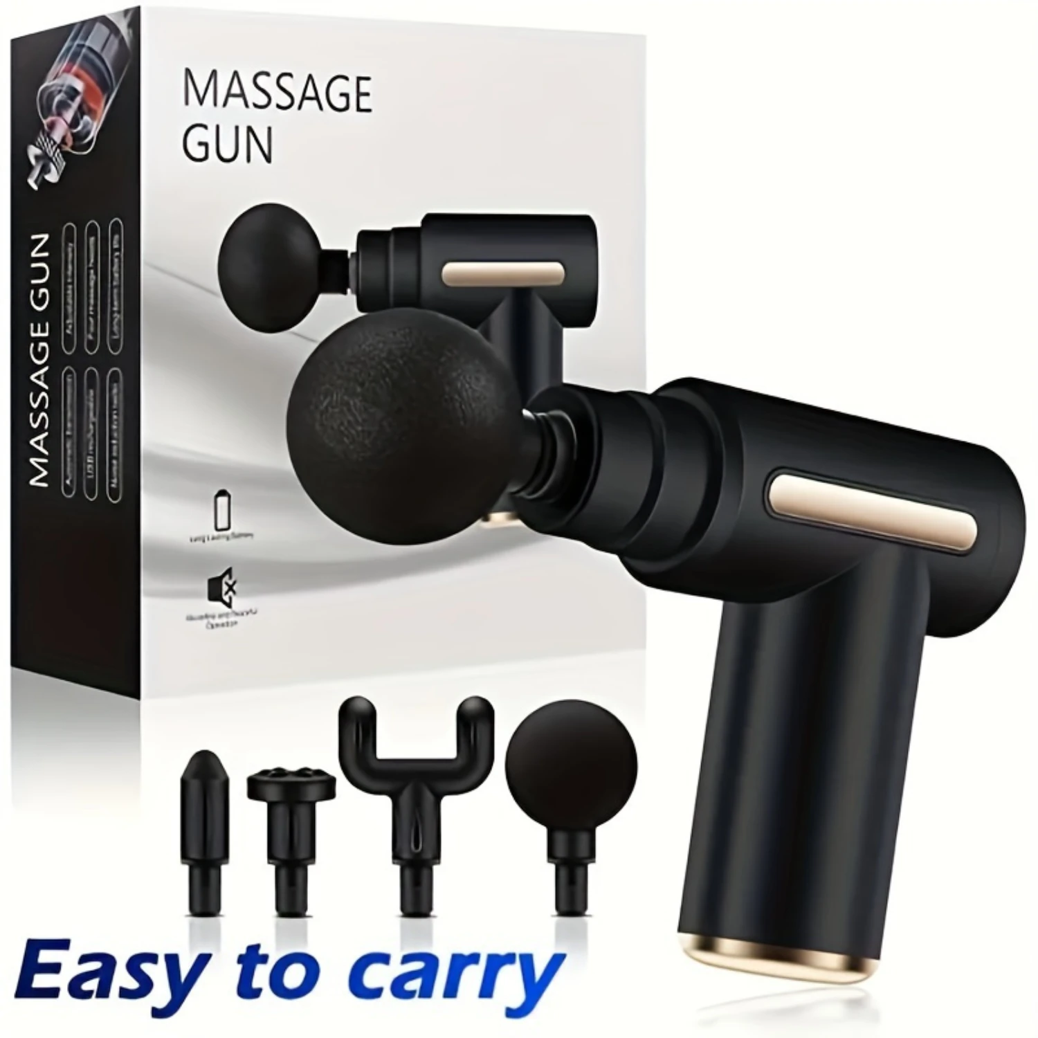 

Rechargeable Portable Fascia Gun for Deep Muscle Relaxation - 4 Replaceable Heads - Perfect Gift for Men and Women