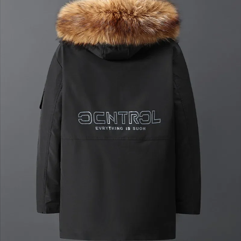 Chaqueta gruesa y cálida para hombre, abrigo de forro polar de gran tamaño a prueba de frío, con cuello de piel desmontable, talla grande 8XL, 6XL,