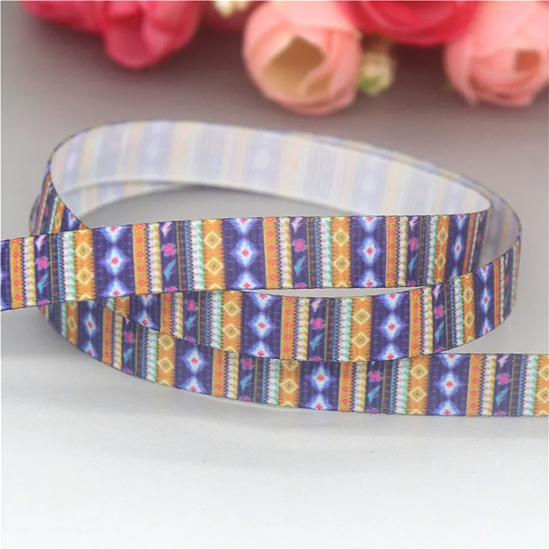 DUWES 3/8inch 50yards Tribal Folk-custom Printed Grosgrain Ribbon Accessories Sewing Craft Headwear DIY Decoration DIY 9mm D2089