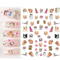 Autocollant 3D pour Nail Art, joli chat, dessin animé, Corgi, Shiba, Inu, décalcomanies, curseur pour Nail Art, décoration, accessoires de manucure