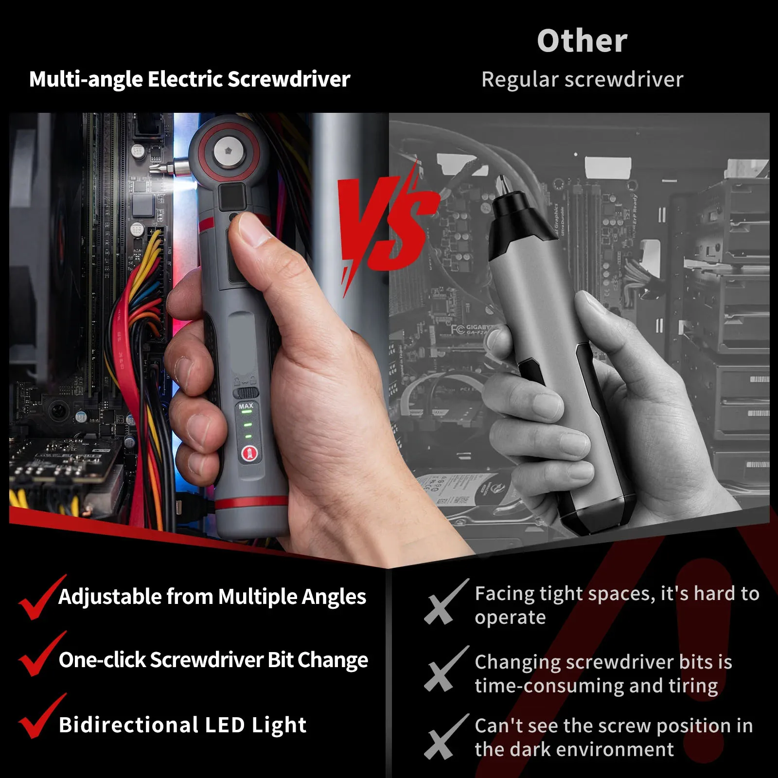 Adjustable Angle mini Electric Screwdriver Set, Handheld Screwdriver Tool for Household Lithium Power Charging