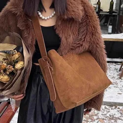 Large Capacity Faux Suede Women Shoulder Bag Luxury Designer Handbag and Purses 2025 New Shopper Bag Vintage Tote Bags for Women